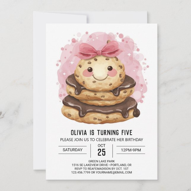 Invitación Niños encantados Acuarela Cookies Cumpleaños (Anverso)