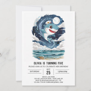 Invitación Niños encantados cumpleaños de tiburón náutico