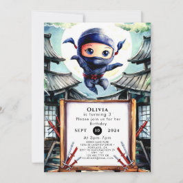 Invitación Niños encantados Ninja Cumpleaños