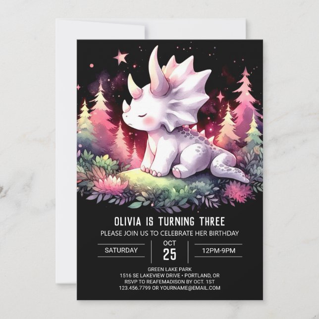 Invitación Niños encantados Triceratops Cumpleaños (Anverso)