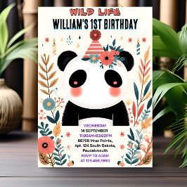 Invitación Niños Encantan a niñas Panda Primer Cumpleaños