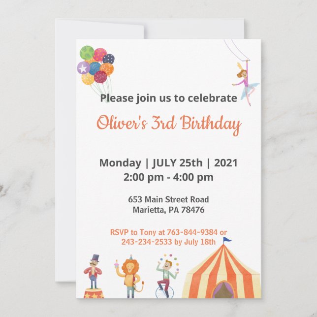 Invitación Niños especiales Personalizado Tema Elegante Cumpl (Anverso)