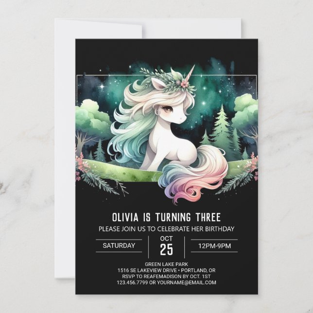 Invitación Niños Fantasy Horse Cumpleaños (Anverso)