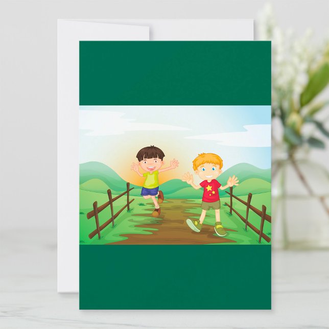 Invitación Niños Felices Jugando al Aire Libre (Subido por el creador)