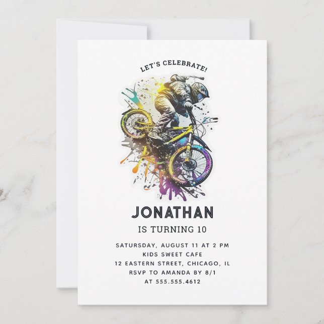 Invitación Niños Fiesta BMX en bicicleta. cumpleaños extremo  (Anverso)