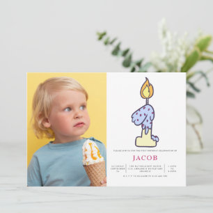 Invitación Niños Fiesta de canto de cumpleaños 1.ᵉʳ Candle Ca