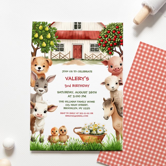 Invitación Niños Fiesta de cumpleaños Granja animales para Ch (Subido por el creador)