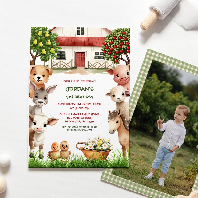 Invitación Niños Fiesta de cumpleaños Granja animales para fo (Subido por el creador)