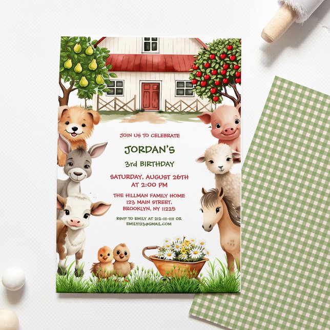 Invitación Niños Fiesta de cumpleaños Granja animales para ni (Subido por el creador)
