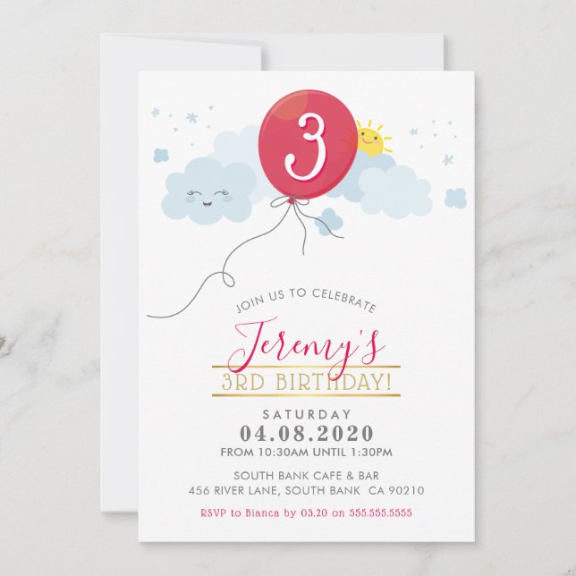 Invitación NIÑOS FIESTA DE CUMPLEAÑOS INVITA a las bonitas nu (Anverso)