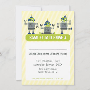 Invitación NIÑOS FIESTA DE CUMPLEAÑOS INVITAN a un trío robot