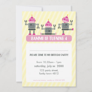 Invitación NIÑOS FIESTA DE CUMPLEAÑOS INVITAN a un trío robot