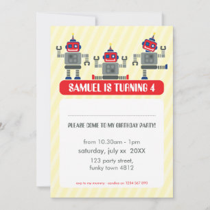 Invitación NIÑOS FIESTA DE CUMPLEAÑOS INVITAN a un trío robot