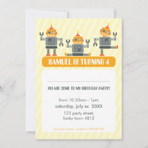 Invitación NIÑOS FIESTA DE CUMPLEAÑOS INVITAN a un trío robot
