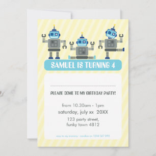 Invitación NIÑOS FIESTA DE CUMPLEAÑOS INVITAN a un trío robot
