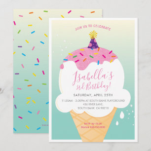 Invitación NIÑOS FIESTA DE CUMPLEAÑOS INVITAR helado retro