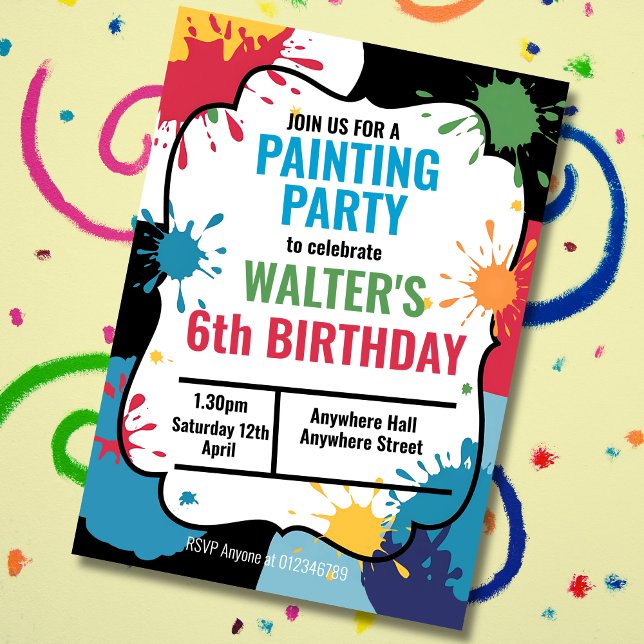 Invitación Niños fiestas de arte pintando fiestas (Subido por el creador)