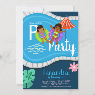 Invitación Niños Fiestas de la piscina educada Cumpleaños Cua