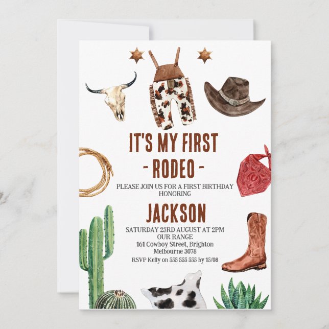 Invitación Niños Foto Mi primer novio de Rodeo Primer cumplea (Anverso)