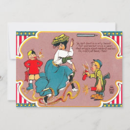 Invitación Niños Fuegos artificiales Emblemados Mujer