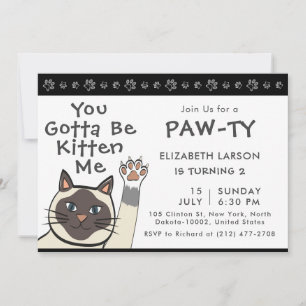 Invitación Niños Gato De Cumpleaños Que Tienes Que Ser Gatito
