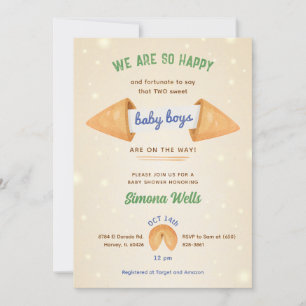 Invitación Niños gemelos Baby Shower rocian a pequeño caballe