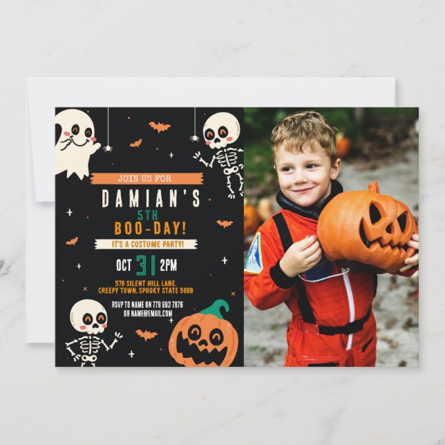 Invitación Niños Halloween Niños Fiesta Calabaza Fiesta de cu (Anverso)