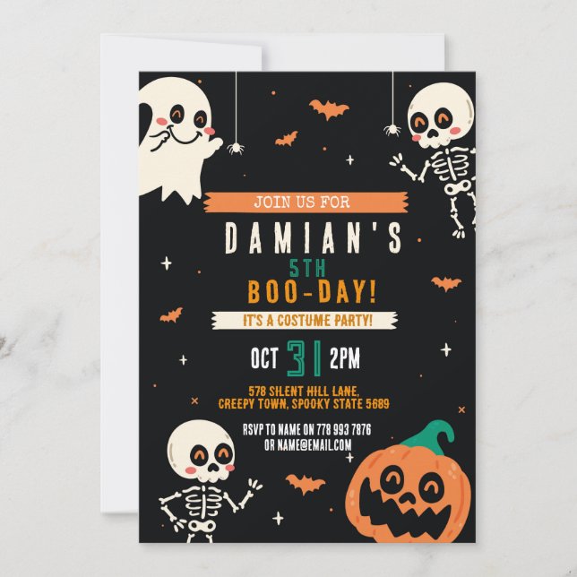 Invitación Niños Halloween Niños Fiesta Calabaza Fiesta de cu (Anverso)