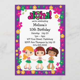 Invitación Niños hawaianos Luau