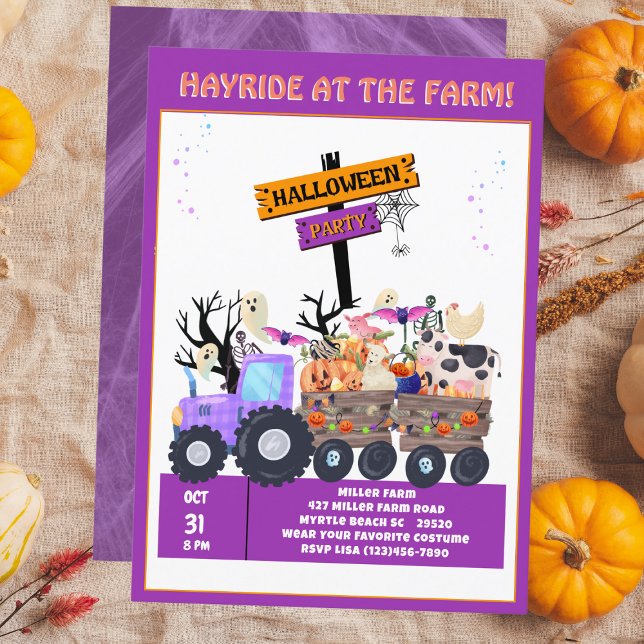 Invitación Niños Hayride Farm Halloween Tractor Fiesta (Subido por el creador)