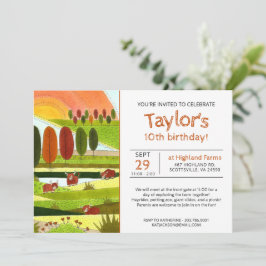 Invitación Niños Highland Cows Call Farm Birday Party Invita