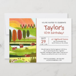 Invitación Niños Highland Cows Call Farm Birday Party Invita