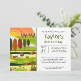 Invitación Niños Highland Cows Call Farm Birday Party Invita