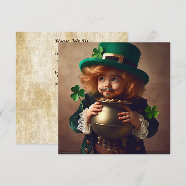 Invitación Niños irlandeses Fiestas de San Patricio (Anverso / Reverso)