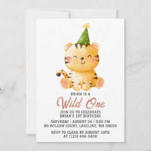 Invitación niños jungla animal salvaje un primer cumpleaños