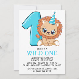 Invitación niños jungla animal salvaje un primer cumpleaños