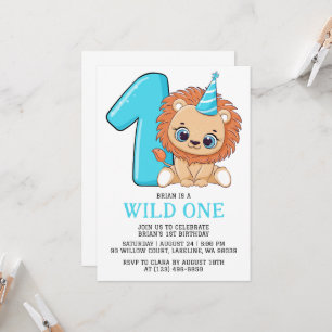 Invitación niños jungla animal salvaje un primer cumpleaños
