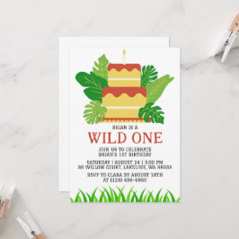 Invitación niños jungla animal salvaje un primer cumpleaños