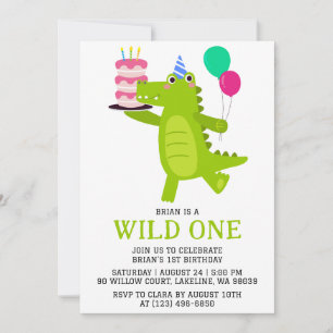Invitación niños jungla animal salvaje un primer cumpleaños