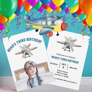 Invitación Niños Lindo Avión Viajes Cumpleaños Infantil Acuar