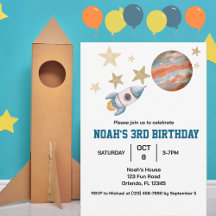 Niños Lindos Cumpleaños Espacio Exterior Acuarela
