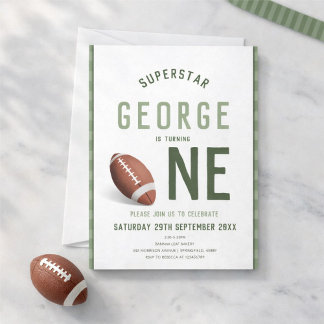 Invitación Niños Lindos Fútbol Deportes Niños Cumpleaños 1 añ