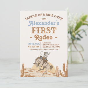 Invitación Niños Marrón Bronco Vaquero Primer Rodeo Cumpleaño