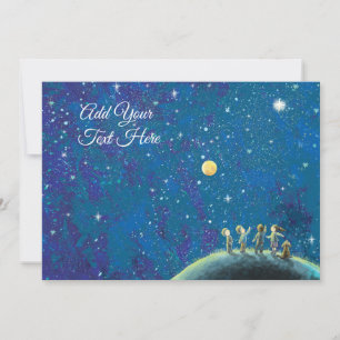 Invitación Niños Mirando El Personalizado Del Cielo Nocturno 