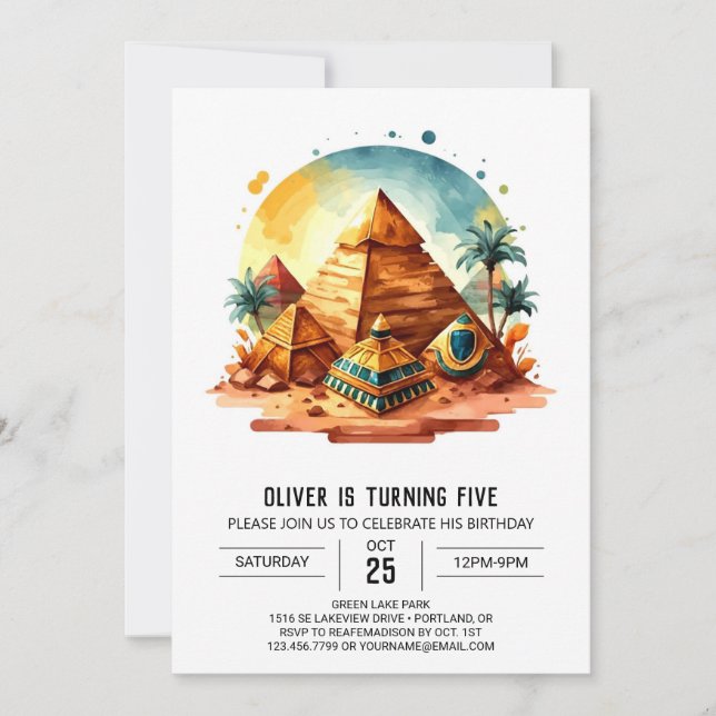 Invitación Niños Moda Personalizado Pyramids Cumpleaños (Anverso)