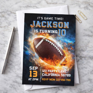 Invitación Niños Moderno Azul Deportes Cumpleaños Infantil