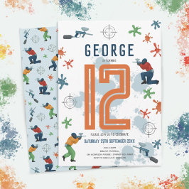 Invitación Niños modernos de Paintball Splatter Fiestas Niños