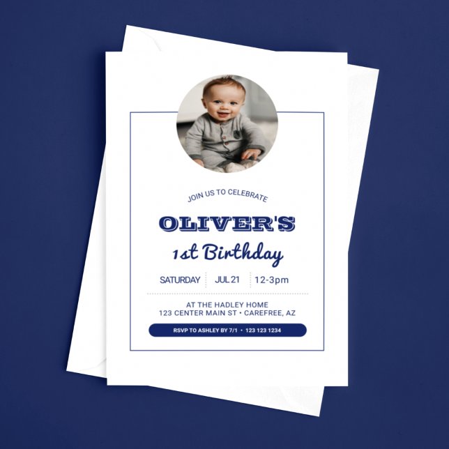 Invitación Niños modernos foto primer cumpleaños (Subido por el creador)