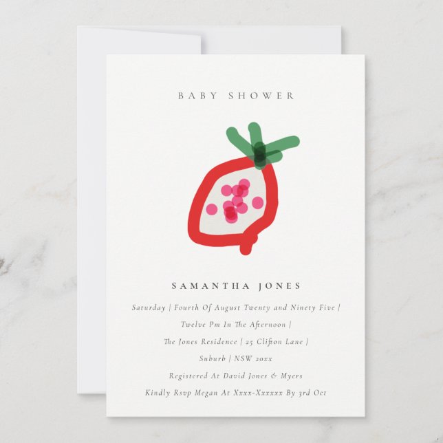 Invitación Niños modernos portan Baby Shower de fruta de drag (Anverso)