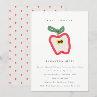 Invitación Niños modernos sacan Baby Shower de fruta de Apple